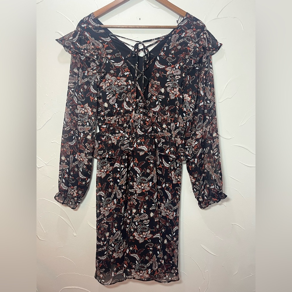 Miss Me Floral/Paisley Chiffon Dress SZ M
